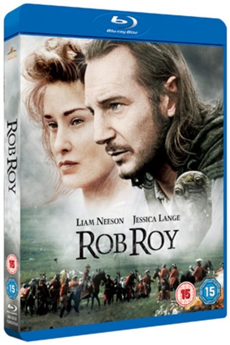 "Rob Roy" mit Liam Neeson und Jessica Lange. Blu-ray-Box mit Portraits und historischer Schlacht im Hintergrund.