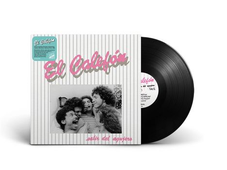 „El Calefón“ in pinker Schrift auf einem Plattencover mit Gruppenfoto. Eine Schallplatte ragt hervor.