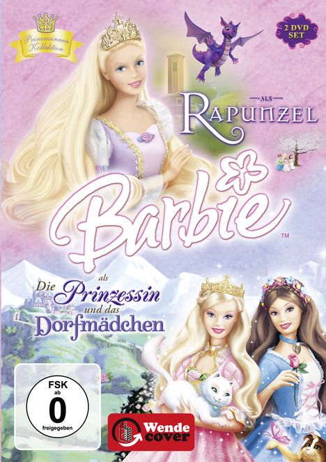 Barbie Märchen-Box (Rapunzel+Prinzessin und das Dorfmädchen), 2 DVDs