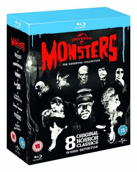 Universal Classic Monsters: The Essential Collection (Blu-ray) (UK-Import mit deutscher Tonspur), 8 Blu-ray Discs