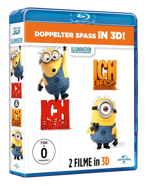 Ich - Einfach unverbesserlich 1 &amp; 2 (3D &amp; 2D Blu-ray), 4 Blu-ray Discs
