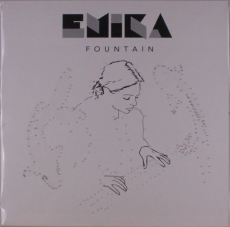 Text: "EMIKA FOUNTAIN". Eine stilisierte Zeichnung zeigt eine Person, die beide Hände ausstreckt, umgeben von Punkten.