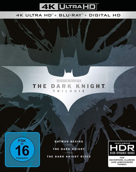 The Dark Knight Trilogy (Ultra HD Blu-ray &amp; Blu-ray), 3 Ultra HD Blu-rays und 6 Blu-ray Discs
