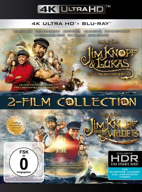 Jim Knopf &amp; Lukas der Lokomotivführer / Jim Knopf und die Wilde 13 (Ultra HD Blu-ray &amp; Blu-ray), 2 Ultra HD Blu-rays und 2 Blu-ray Discs