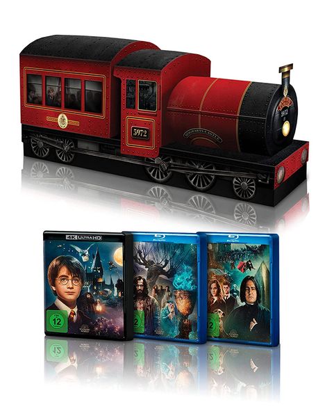 Harry Potter Complete Collection (8 Filme) (Jubiläums-Sammleredition Hogwarts Express) (Ultra HD Blu-ray &amp; Blu-ray), 8 Ultra HD Blu-rays und 17 Blu-ray Discs