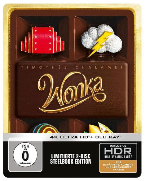 Wonka (Ultra HD Blu-ray &amp; Blu-ray im Steelbook), 1 Ultra HD Blu-ray und 1 Blu-ray Disc