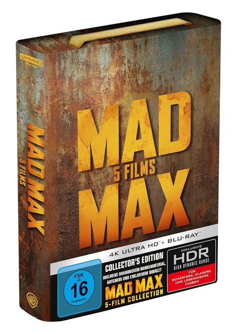 Mad Max (Limited 5-Film Collection) (Ultra HD Blu-ray &amp; Blu-ray im Benzinkanister), 6 Ultra HD Blu-rays und 2 Blu-ray Discs