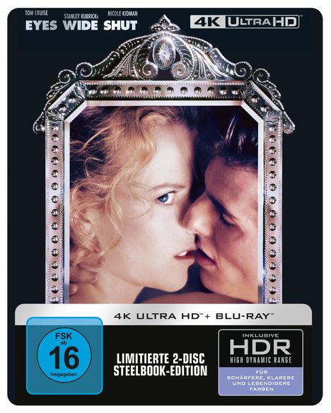 "Eyes Wide Shut", 4K Ultra HD, limitierte 2-Disc Steelbook-Edition; Abbildung: Nahaufnahme eines Paares im Rahmen.