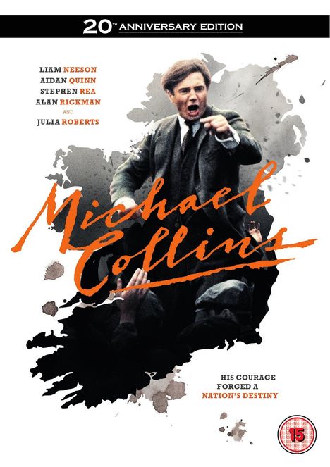 "20th Anniversary Edition", "Michael Collins", "His courage forged a nation's destiny." Person in Anzug, dynamische Pose.