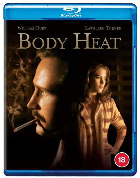 "Body Heat" mit William Hurt und Kathleen Turner. Ein Mann mit Zigarette und eine Frau stehen im Halbschatten.