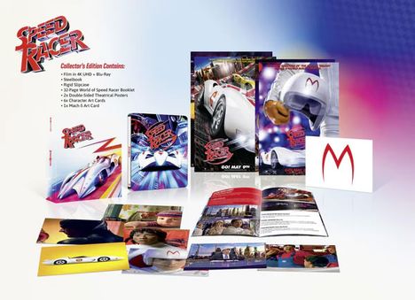 "Speed Racer Collector's Edition" beschreibt den Inhalt: Film, Aufkleber, Broschüre, Poster, Karten und eine M-Karte.