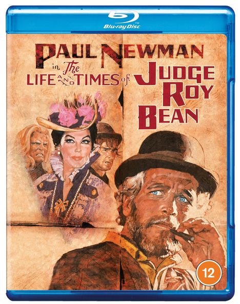 "PAUL NEWMAN in The Life and Times of Judge Roy Bean" vor einem Western-Illustrationsmotiv mit Personen. FSK 12.