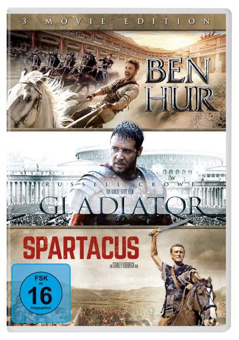 Ben Hur / Gladiator / Spartacus, 3 DVDs