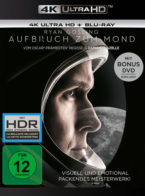 Aufbruch zum Mond (Ultra HD Blu-ray &amp; Blu-ray), 1 Ultra HD Blu-ray, 1 Blu-ray Disc und 1 DVD