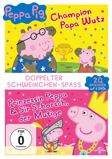 Peppa Pig: Prinzessin Peppa &amp; Sir Schorsch der Mutige / Champion Papa Wutz, 2 DVDs