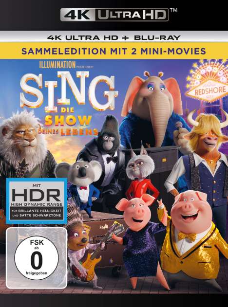 Sing - Die Show deines Lebens (Ultra HD Blu-ray &amp; Blu-ray), 1 Ultra HD Blu-ray und 1 Blu-ray Disc