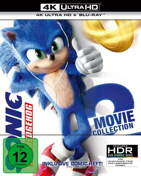 Sonic the Hedgehog 1 &amp; 2 (Ultra HD Blu-ray &amp; Blu-ray im Steelbook), 2 Ultra HD Blu-rays und 2 Blu-ray Discs