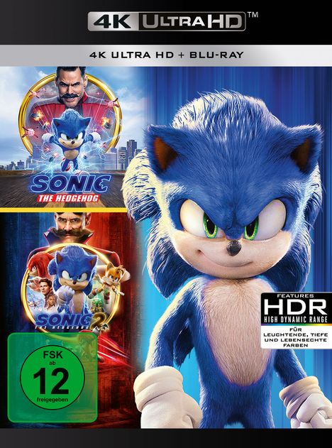 Sonic the Hedgehog 1 &amp; 2 (Ultra HD Blu-ray &amp; Blu-ray), 2 Ultra HD Blu-rays und 2 Blu-ray Discs