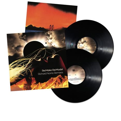 Text: "Re:Make Re:Model Richard Norris Remixes." Cover mit surrealem Motiv und zwei Schallplatten.