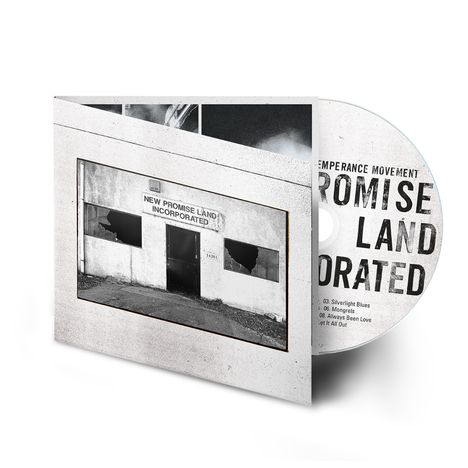 CD-Hülle mit der Aufschrift "NEW PROMISE LAND INCORPORATED", daneben eine CD mit "PROMISE LAND INCORPORATED".
