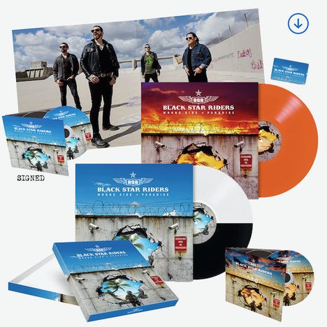 Black Star Riders: Wrong Side Of Paradise (Limited Boxset) (Colored Vinyl) (in Deutschland exklusiv für jpc!), 1 LP, 1 Single 12", 2 CDs, 1 USB-Stick und 1 MC