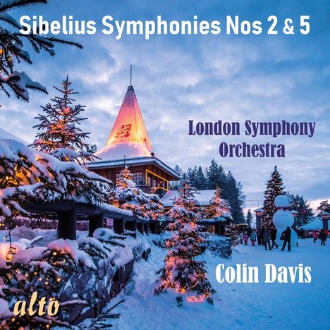 Cover mit Schrift: "Sibelius Symphonies Nos 2 & 5", "London Symphony Orchestra", "Colin Davis". Verschneite Winterlandschaft.