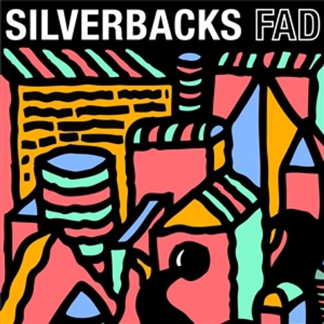Oben steht "SILVERBACKS FAD". Darunter eine bunte, abstrakte Illustration mit geometrischen Formen.