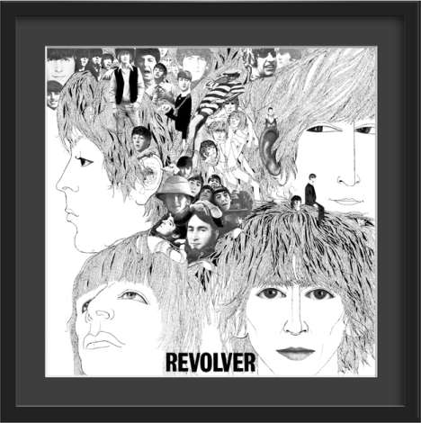 The Beatles: Revolver – Kunstdruck im Holzrahmen (Schwarz, 50 cm), Merchandise