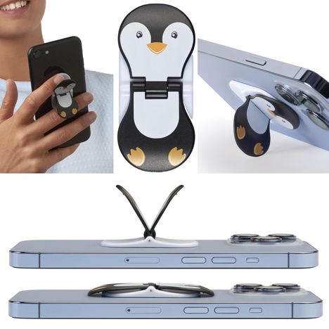 zipgrips Pinguin - 2 in 1 Handy-Griff &amp; Aufsteller - Sicherer Griff - Halter für Smartphones - Perfekte Selfies - Ideal für Videos, Diverse