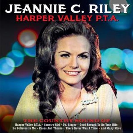 Text: "JEANNIE C. RILEY - HARPER VALLEY P.T.A." und Titel wie "Country Girl", "Oh, Singer". Frau in bunter Beleuchtung.