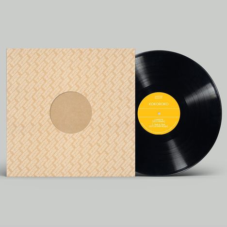 Schallplatte mit gelbem Etikett: "KOKOROKO", Titel: "SWEET", "TIME & TIME"; beige Hülle mit Musterdruck und Rundöffnung.