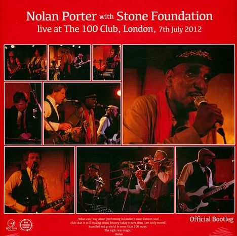 "Nolan Porter with Stone Foundation live at The 100 Club, London, 7th July 2012. Collage von Musikern während eines Konzerts."