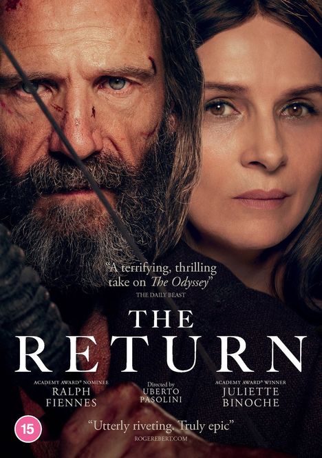 Titel: „The Return“. Zitat: „A terrifying, thrilling take on The Odyssey“. Zwei Gesichter, männlich und weiblich. UK-Altersfreigabe 15.