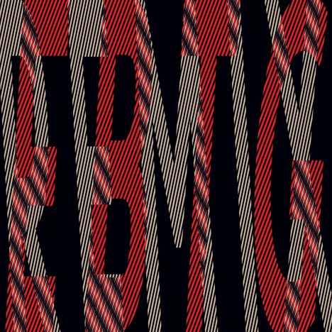 Text: "EBMG" in großen Buchstaben mit rot-schwarzem Streifenmuster auf schwarzem Hintergrund.
