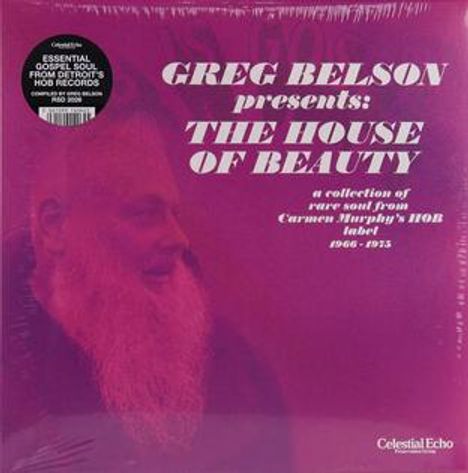 Greg Belson präsentiert "The House of Beauty". Sammlung seltener Soul-Stücke, 1966-1973. Links Porträt eines Mannes.