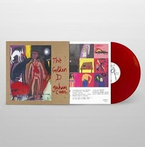 "The Golden D" von Graham Coxon. Rote Schallplatte mit bunter Hülle und Illustrationen.