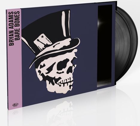 "Bryan Adams Bare Bones" steht links. Eine stilisierte Illustration eines Schädels mit Zylinder ist auf der Hülle.