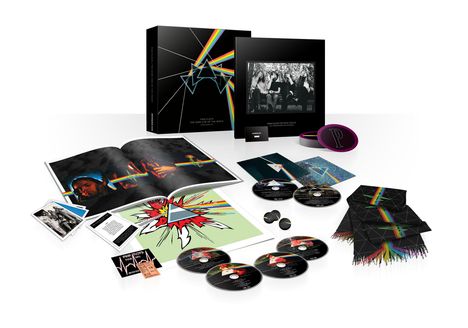 Pink Floyd: The Dark Side Of The Moon (Immersion Box), 3 CDs, 1 DVD-Audio, 1 DVD, 1 Blu-ray Disc und 1 Merchandise