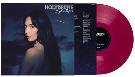 "Do Me a Favor" und "Holy Brune High Hopes" stehen auf einem Cover neben einer Frau in Sternenhimmel-Hintergrund.