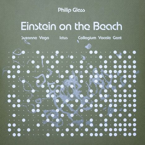 "Philip Glass, Einstein on the Beach, Suzanne Vega, Ictus, Collegium Vocale Gent", mit abstraktem Punktmuster.