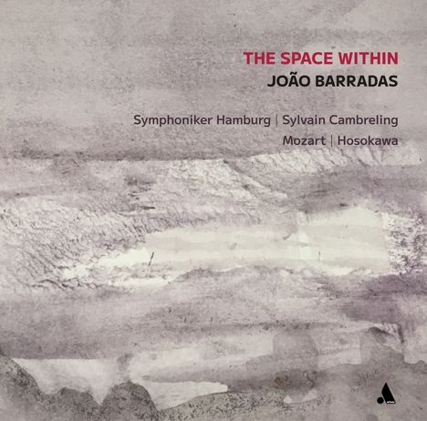 Ein Gemälde mit Text: "THE SPACE WITHIN, JOÃO BARRADAS". Erwähnungen von Symphoniker Hamburg, Sylvain Cambreling, Mozart, Hosokawa. Hintergrund in Grautönen.