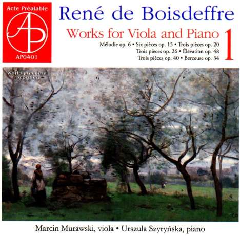 Rene de Boisdeffre (1838-1906): Werke für Viola &amp; Klavier Vol.1, CD