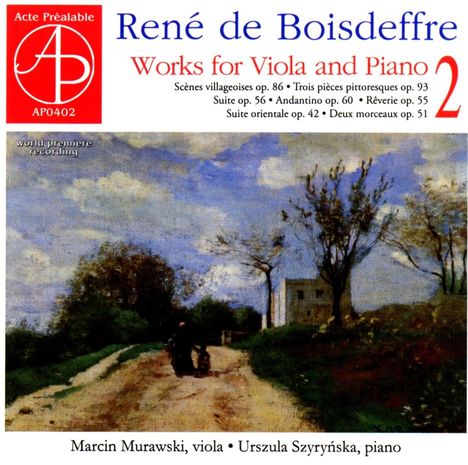 Rene de Boisdeffre (1838-1906): Werke für Viola &amp; Klavier Vol.2, CD