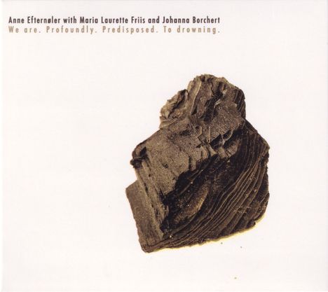 Text: "Anne Efferensler with Maria Laurette Friis and Johanna Borchert. We are. Profoundly. Predisposed. To drowning." Darunter ein Stein.