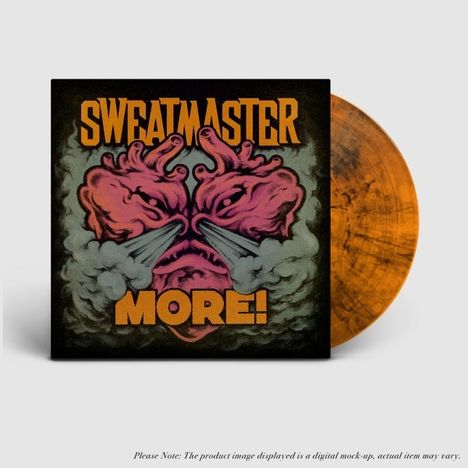 "SWEATMASTER MORE!" steht auf einem Albumcover, das ein Herz und Rauch in kräftigen Farben zeigt.