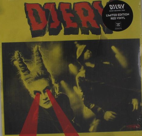 Oben links "DJERV" in roter Schrift, rechts "LIMITED EDITION RED VINYL" auf schwarzem Kreis. Frau mit roten Laseraugen.