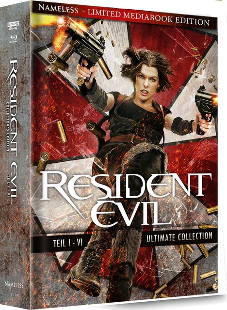 Resident Evil 1-6 (Ultra HD Blu-ray &amp; Blu-ray im Mediabook), 6 Ultra HD Blu-rays und 6 Blu-ray Discs