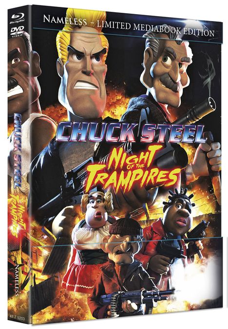 Chuck Steel - Night of the Trampires (Blu-ray & DVD im Mediabook), 1 Blu-ray Disc und 1 DVD