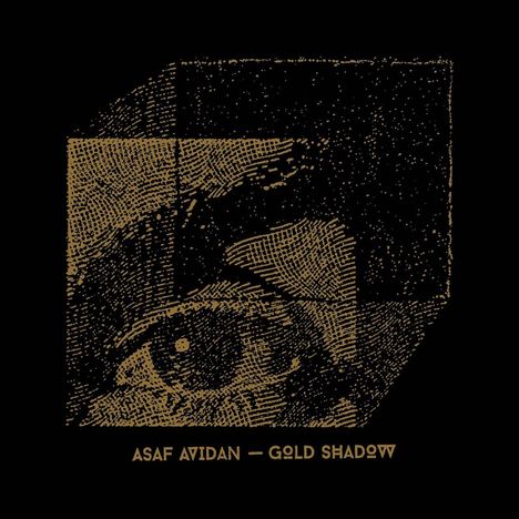 "Asaf Avidan – Gold Shadow" steht unter einem stilisierten Auge in Punkt- und Linienmuster auf schwarzem Hintergrund.
