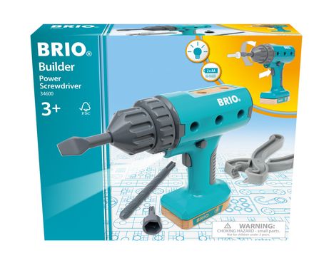 BRIO Builder - 34600 BRIO Builder Akkuschrauber | Entwicklungsförderndes Rollenspiel- &amp; Konstruktionsspielzeug für Kinder ab 3 Jahren, Spiele